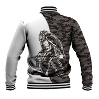 Funny Bigfoot Gray Military Texture Fish Baseball Jacket - Wonder Print Shop
