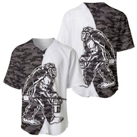 Funny Bigfoot Gray Military Texture Fish Baseball Jersey - Wonder Print Shop