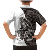 Funny Bigfoot Gray Military Texture Fish Family Matching Mermaid Dress and Hawaiian Shirt - Wonder Print Shop