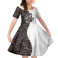 Funny Bigfoot Gray Military Texture Fish Family Matching Mermaid Dress and Hawaiian Shirt - Wonder Print Shop