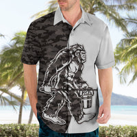 Funny Bigfoot Gray Military Texture Fish Hawaiian Shirt - Wonder Print Shop