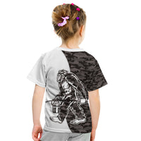 Funny Bigfoot Gray Military Texture Fish Kid T Shirt - Wonder Print Shop