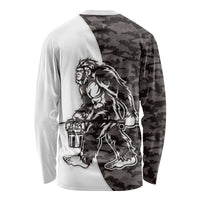 Funny Bigfoot Gray Military Texture Fish Long Sleeve Shirt - Wonder Print Shop