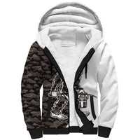 Funny Bigfoot Gray Military Texture Fish Sherpa Hoodie - Wonder Print Shop