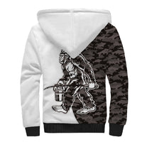 Funny Bigfoot Gray Military Texture Fish Sherpa Hoodie - Wonder Print Shop