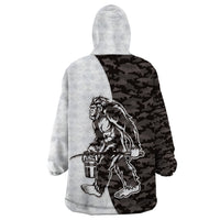 Funny Bigfoot Gray Military Texture Fish Wearable Blanket Hoodie - Wonder Print Shop