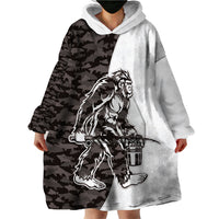 Funny Bigfoot Gray Military Texture Fish Wearable Blanket Hoodie - Wonder Print Shop