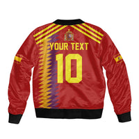 Red unisex bomber jacket with Spain crest and large '10' graphic on back