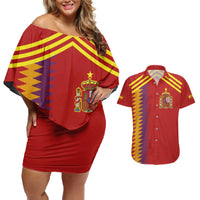 Custom Spain Football 2024 Road To The Champion Couples Matching Off Shoulder Short Dress and Hawaiian Shirt Vamos a Espana - Wonder Print Shop