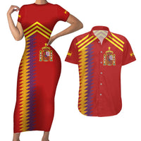 Custom Spain Football 2024 Road To The Champion Couples Matching Short Sleeve Bodycon Dress and Hawaiian Shirt Vamos a Espana - Wonder Print Shop