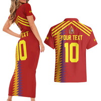 Custom Spain Football 2024 Road To The Champion Couples Matching Short Sleeve Bodycon Dress and Hawaiian Shirt Vamos a Espana - Wonder Print Shop