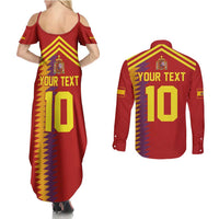 Custom Spain Football 2024 Road To The Champion Couples Matching Summer Maxi Dress and Long Sleeve Button Shirt Vamos a Espana - Wonder Print Shop