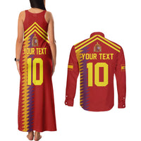 Custom Spain Football 2024 Road To The Champion Couples Matching Tank Maxi Dress and Long Sleeve Button Shirt Vamos a Espana - Wonder Print Shop