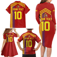 Custom Spain Football 2024 Road To The Champion Family Matching Long Sleeve Bodycon Dress and Hawaiian Shirt Vamos a Espana - Wonder Print Shop