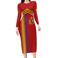 Custom Spain Football 2024 Road To The Champion Family Matching Long Sleeve Bodycon Dress and Hawaiian Shirt Vamos a Espana - Wonder Print Shop