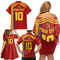 Custom Spain Football 2024 Road To The Champion Family Matching Off Shoulder Short Dress and Hawaiian Shirt Vamos a Espana - Wonder Print Shop