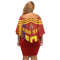 Custom Spain Football 2024 Road To The Champion Family Matching Off Shoulder Short Dress and Hawaiian Shirt Vamos a Espana - Wonder Print Shop