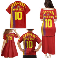 Custom Spain Football 2024 Road To The Champion Family Matching Puletasi and Hawaiian Shirt Vamos a Espana - Wonder Print Shop