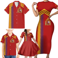 Custom Spain Football 2024 Road To The Champion Family Matching Short Sleeve Bodycon Dress and Hawaiian Shirt Vamos a Espana - Wonder Print Shop