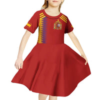 Custom Spain Football 2024 Road To The Champion Kid Short Sleeve Dress Vamos a Espana - Wonder Print Shop