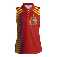 Custom Spain Football 2024 Road To The Champion Women Sleeveless Polo Shirt Vamos a Espana - Wonder Print Shop
