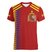 Custom Spain Football 2024 Road To The Champion Women V-Neck T-Shirt Vamos a Espana - Wonder Print Shop