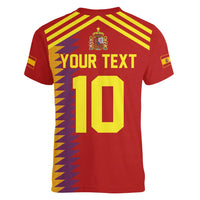 Custom Spain Football 2024 Road To The Champion Women V-Neck T-Shirt Vamos a Espana - Wonder Print Shop