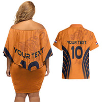 Custom Netherlands Football 2024 Road To The Champion Couples Matching Off Shoulder Short Dress and Hawaiian Shirt - Wonder Print Shop