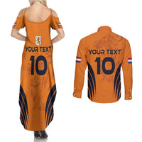 Custom Netherlands Football 2024 Road To The Champion Couples Matching Summer Maxi Dress and Long Sleeve Button Shirt - Wonder Print Shop