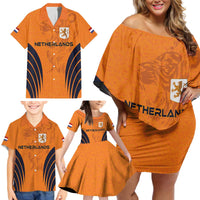 Custom Netherlands Football 2024 Road To The Champion Family Matching Off Shoulder Short Dress and Hawaiian Shirt - Wonder Print Shop