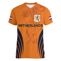 Custom Netherlands Football 2024 Road To The Champion Women V-Neck T-Shirt - Wonder Print Shop