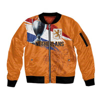 Custom Netherlands Football 2024 Road To The Champion Sleeve Zip Bomber Jacket Oranje Holland Clockwork Orange The Flying Home Color - Wonder Print Shop