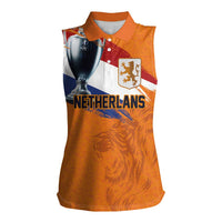 Custom Netherlands Football 2024 Road To The Champion Women Sleeveless Polo Shirt Oranje Holland Clockwork Orange The Flying Home Color - Wonder Print Shop