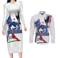 Custom Le Blues Football 2024 Road To The Champion Couples Matching Long Sleeve Bodycon Dress and Long Sleeve Button Shirt - Wonder Print Shop