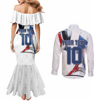 Custom Le Blues Football 2024 Road To The Champion Couples Matching Mermaid Dress and Long Sleeve Button Shirt
