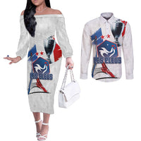 Custom Le Blues Football 2024 Road To The Champion Couples Matching Off The Shoulder Long Sleeve Dress and Long Sleeve Button Shirt