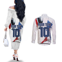 Custom Le Blues Football 2024 Road To The Champion Couples Matching Off The Shoulder Long Sleeve Dress and Long Sleeve Button Shirt