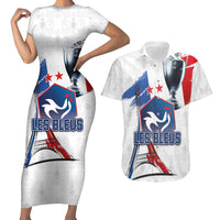 Custom Le Blues Football 2024 Road To The Champion Couples Matching Short Sleeve Bodycon Dress and Hawaiian Shirt - Wonder Print Shop