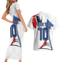 Custom Le Blues Football 2024 Road To The Champion Couples Matching Short Sleeve Bodycon Dress and Hawaiian Shirt - Wonder Print Shop