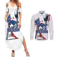 Custom Le Blues Football 2024 Road To The Champion Couples Matching Summer Maxi Dress and Long Sleeve Button Shirt - Wonder Print Shop