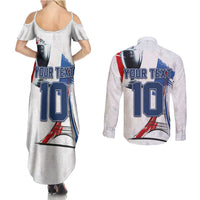 Custom Le Blues Football 2024 Road To The Champion Couples Matching Summer Maxi Dress and Long Sleeve Button Shirt - Wonder Print Shop