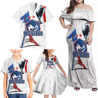 Custom Le Blues Football 2024 Road To The Champion Family Matching Off Shoulder Maxi Dress and Hawaiian Shirt - Wonder Print Shop