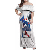 Custom Le Blues Football 2024 Road To The Champion Family Matching Off Shoulder Maxi Dress and Hawaiian Shirt - Wonder Print Shop