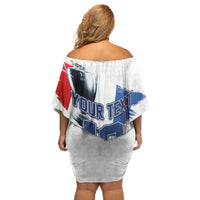 Custom Le Blues Football 2024 Road To The Champion Off Shoulder Short Dress - Wonder Print Shop