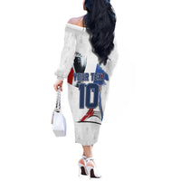 Custom Le Blues Football 2024 Road To The Champion Off The Shoulder Long Sleeve Dress - Wonder Print Shop