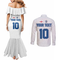 Custom England Football 2024 Road To The Champion Couples Matching Mermaid Dress and Long Sleeve Button Shirt