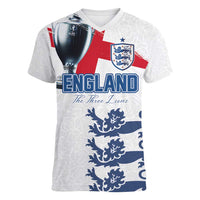 Custom England Football 2024 Road To The Champion Women V-Neck T-Shirt - Wonder Print Shop