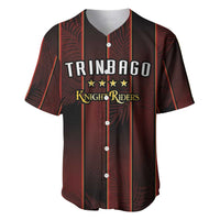 Custom Trinbago Cricket Knight Riders Baseball Jersey Palm Leaves with Vertical Stripes Sporty Style - Wonder Print Shop