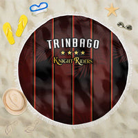 Trinbago Cricket Knight Riders Beach Blanket Palm Leaves with Vertical Stripes Sporty Style - Wonder Print Shop