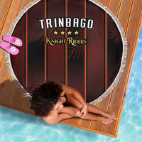 Trinbago Cricket Knight Riders Beach Blanket Palm Leaves with Vertical Stripes Sporty Style - Wonder Print Shop
